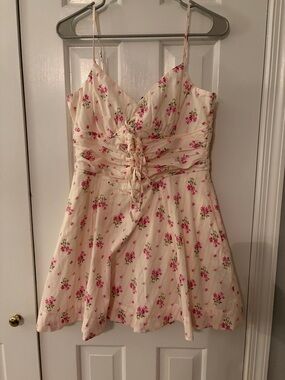 Trixxi Cream Dress with Pink Accent